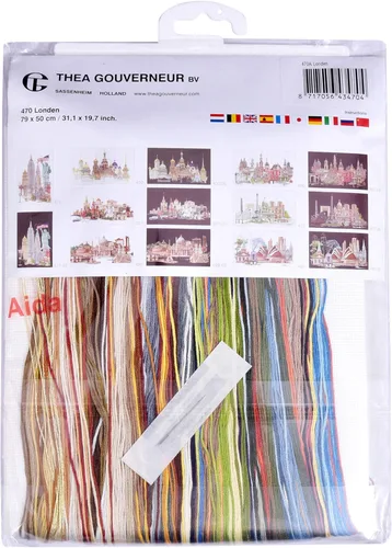 Miniatura 4 de Thea Gouverneur - Kit de punto de cruz con cuentas - Londres - Aida - 18 unidades - Kit de bordado para adultos - Hilos de bordado DMC y otros Tema