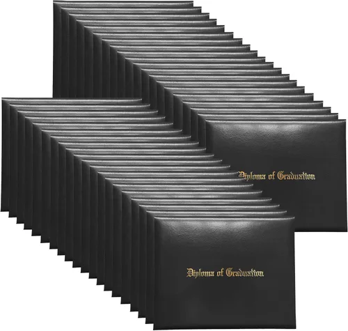 Miniatura 13 de Funda para diploma 8.5”x11” impresa “Diploma de Graduación” en cuero sintético acolchada y rica en color de TngHui, negra