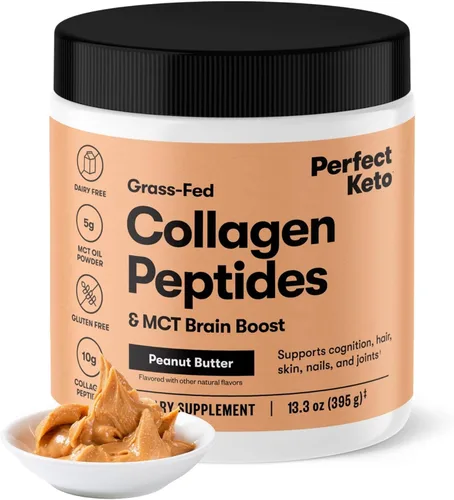Miniatura 17 de Perfect Keto - Polvo de proteína de péptidos de colágeno con aceite MCT, colágeno hidrolizado, suplemento de tipo I y III, sin gluten, alimentado