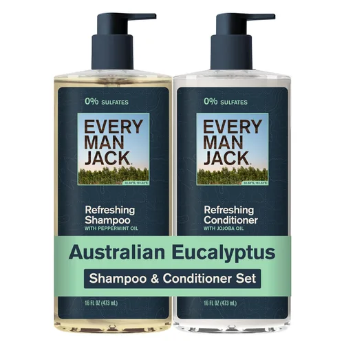 Every Man Jack Set de champú y acondicionador para hombre, eucalipto australiano, sin sulfatos, fabricado con ingredientes refrescantes alimentados