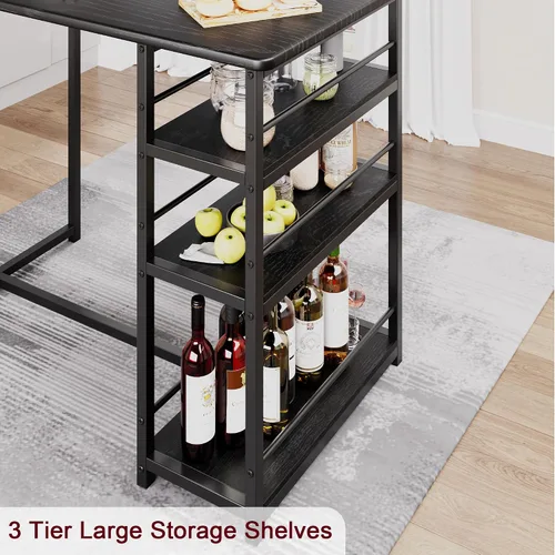 Miniatura 5 de Juego de mesa de comedor IDEALHOUSE para 2, mesa de cocina de altura de mostrador y sillas, juego de mesa de bar con 2 taburetes tapizados, juego