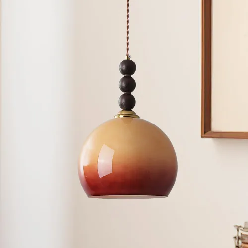 Miniatura 7 de Lámpara colgante moderna de una sola cabeza vintage degradado de cristal naranja lámparas colgantes altura ajustable lámpara para comedor café