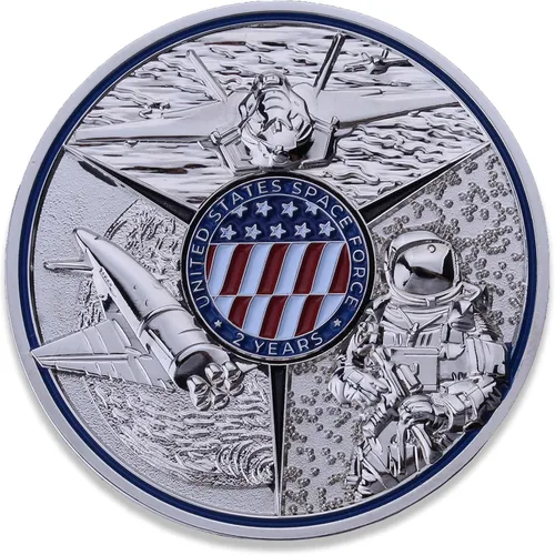 Miniatura 3 de ¡Moneda de desafío de bola de cumpleaños de la Fuerza Espacial 2021! Diseñada para veteranos militares, producto oficial de la Fuerza Espacial