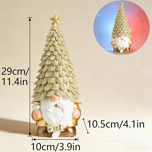 Miniatura 2 de Figura de gnomo caprichoso de 11.4 pulgadas, decoración de sombrero de árbol brillante, acento acogedor para el hogar y el patio para todos los días