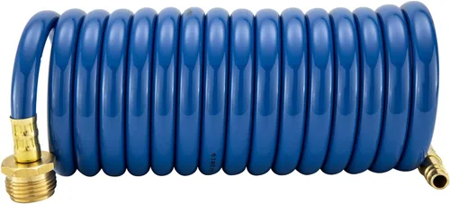 Miniatura 5 de RecPro RV Manguera de ducha exterior Manguera enrollada azul de 15' Rociador opcional de conexión rápida flexible Resistente a rayos UV