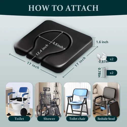 Miniatura 3 de Cojín de asiento cómodo, esponja súper suave acolchada para silla cómoda para ancianos/discapacitados/discapacitados, sillas de ruedas de ducha