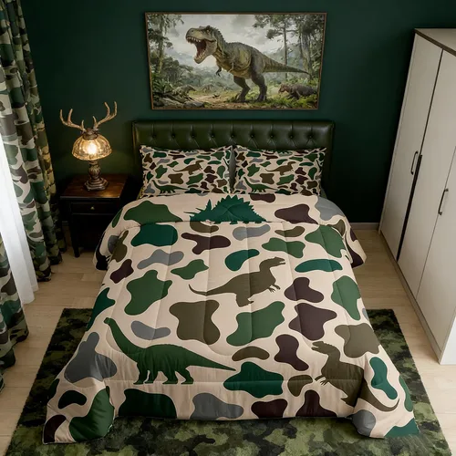 Miniatura 28 de Juego de edredón rústico de oso tamaño completo, juego de ropa de cama de caza de animales salvajes de 3 piezas, edredón de plumón vintage de cabaña