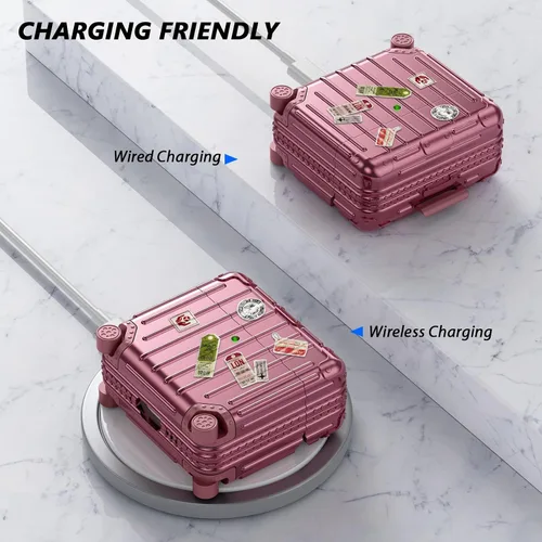 Miniatura 4 de Filoto Funda compatible con Airpods 4, bonito diseño de maleta de moda para Airpods de 4ª generación, funda rígida protectora a prueba de golpes