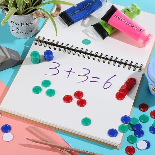 Miniatura 4 de Skylety 400 fichas de póquer de plástico Fichas de juego de 4 colores para niños jugando aprendiendo matemáticas contando juegos de bingo tarjeta