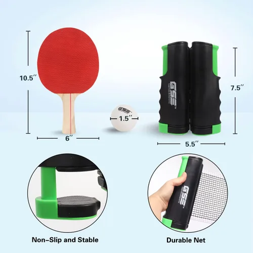 Miniatura 2 de GSE Games & Sports Expert - Red y postes de tenis de mesa retráctil Red de repuesto ajustable de Ping Pong (4 colores) Adjustable, Retractable