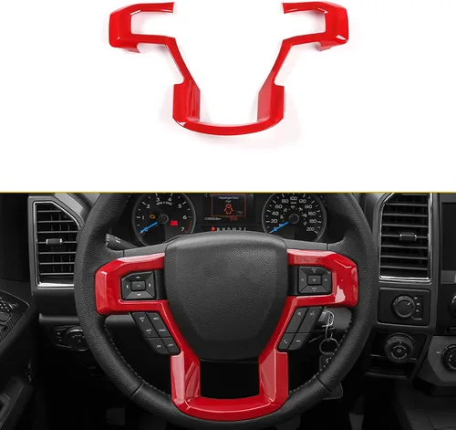 Miniatura 7 de Linskip Moldura para volante compatible con Ford F150 2015-2020 y F250 F350 Super Duty 2017-2022, para Ford Expedition 2018-2021, funda para Negro