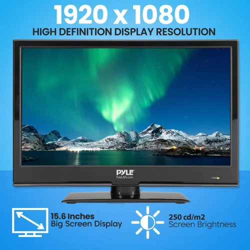 Miniatura 3 de Pyle Televisión LED RV de 15.6 pulgadas 1080p - Monitor de pantalla plana delgado FHD pequeño TV con HDMI, RCA, combo de disco multimedia/DVD