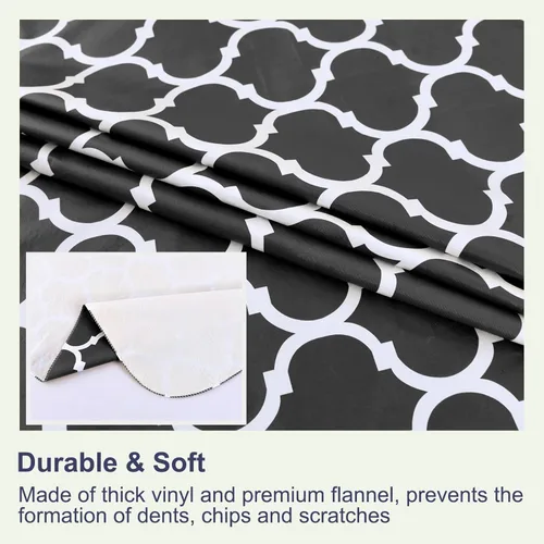 Miniatura 5 de Hipinger Vinyl Round Fitted Tablecloth with Zipper and Umbrella Hole, Outdoor Oil Waterproof Stain Resisteant PVC Table Cover 40-44 Inch, Black
