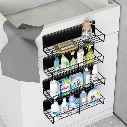 Miniatura 6 de Mystozer Paquete de 4 Estantería Magnética para Especias para Refrigerador, Organizador Magnético de Estante para Nevera para Almacenamiento
