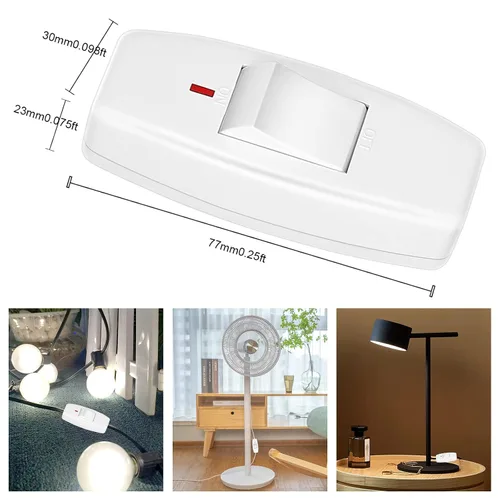 Miniatura 2 de Paquete de 2 interruptores de lámpara, interruptor de cable en línea con luz indicadora, interruptor en línea (6A 250 V), interruptor de cable