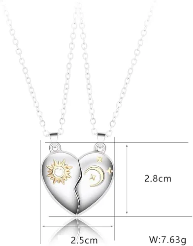 Miniatura 5 de Collar de pareja anillos para mujeres y hombres, collares a juego con corazón para parejas, novias y novias, regalo para el día de San Valentín