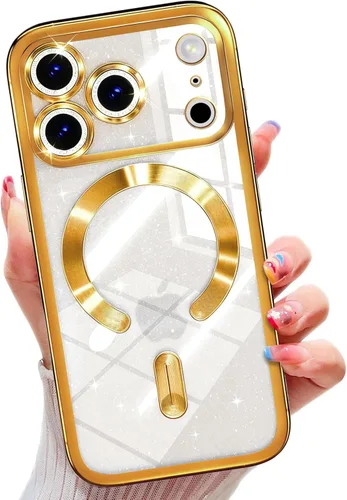 Miniatura 16 de Misscase Funda magnética compatible con iPhone 14 con purpurina y protector de lente de cámara, protección completa, compatible con MagSafe
