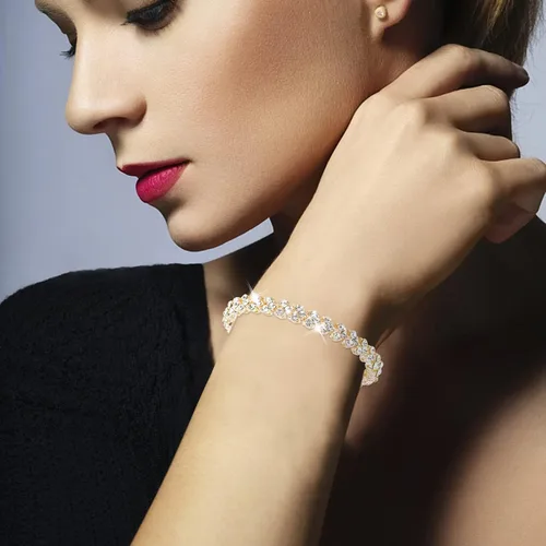 Miniatura 5 de Pulseras de eslabones de moda para mujeres y niñas, pulsera de diamantes de imitación de drenaje único de oro para mujer, pulseras de diamantes