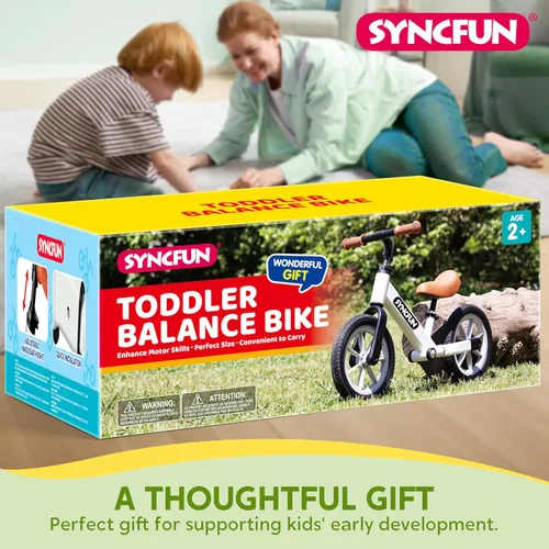 Miniatura 7 de SYNCFUN Bicicleta de Equilibrio de 12'' para Niños Pequeños de 2, 3, 4, 5 Años, Bicicleta Ligera con Asiento Ajustable y Neumáticos de Goma