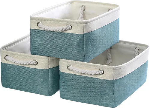 Miniatura 84 de TheWarmHome Contenedores de almacenamiento para estantes, tamaño mediano, 3 unidades, 13.8 pulgadas de largo x 9.8 pulgadas de ancho x 6.7 pulgadas
