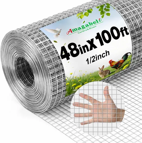 Miniatura 10 de AMAGABELI GARDEN & HOME - Malla metálica con orificios de 1/2 pulgada, 36 pulgadas x 50 pies, calibre 19, galvanizado tras soldado, rollo de malla