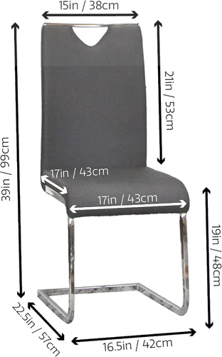 Miniatura 3 de Sunset Trading Doral Sillas de comedor tapizadas de piel sintética Base voladiza cromada pulida en forma de S Asientos acolchados y respaldos