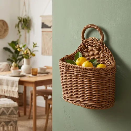 Miniatura 7 de DOITOOL Cesta de almacenamiento colgante tejida de 9.64 x 7.48 x 3.93 pulgadas, cesta de pared pequeña para cocina, ajo, jengibre, cebolla