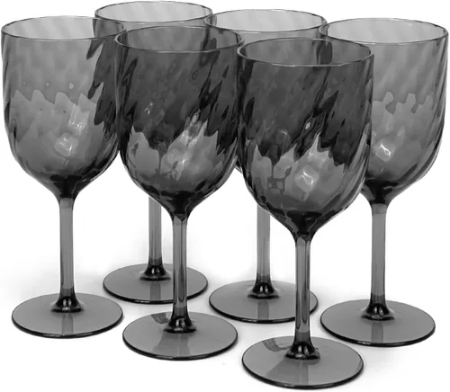 Miniatura 13 de Yalin Juego de 6 vasos apilables de plástico acrílico irrompible de 12 onzas para vino y agua (transparente, 15 onzas)
