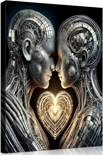 Miniatura 14 de 3 piezas enmarcadas de arte de pared 3D de corazón de amor, escultura de metal, romántica pareja, impresiones de arte abstracto, pósteres