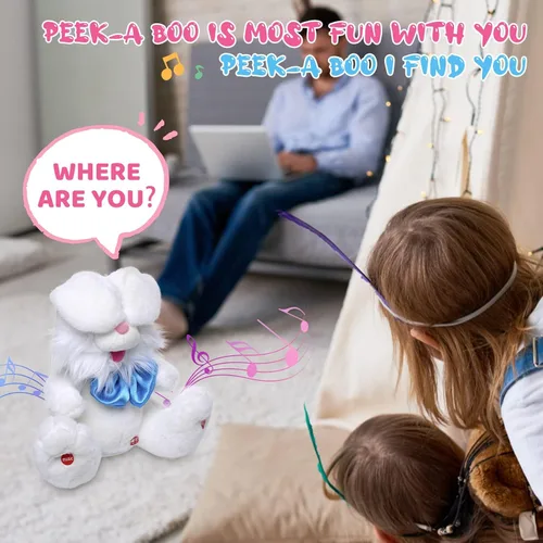 Miniatura 5 de MIAODAM Peek A Boo Bunny Animal de Peluche, Juguetes Musicales para Bebés para Niños, Canción Infantil y Canciones de Cuna Conejo de Pascua que