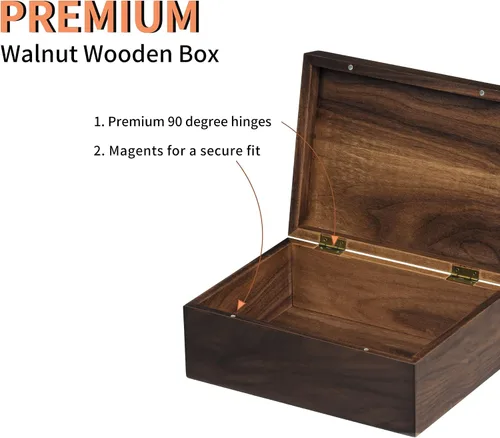 Miniatura 2 de EXISTING Caja de madera con tapa con bisagras, caja de almacenamiento de madera con tapa, caja de recuerdo de madera - Guarda joyas, recuerdos