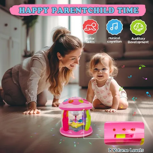 Miniatura 7 de M SANMERSEN Juguetes para bebés niña de 6-12 meses - Juguetes musicales con proyector giratorio de océano para bebés de 12-18 meses, juguetes Rosa