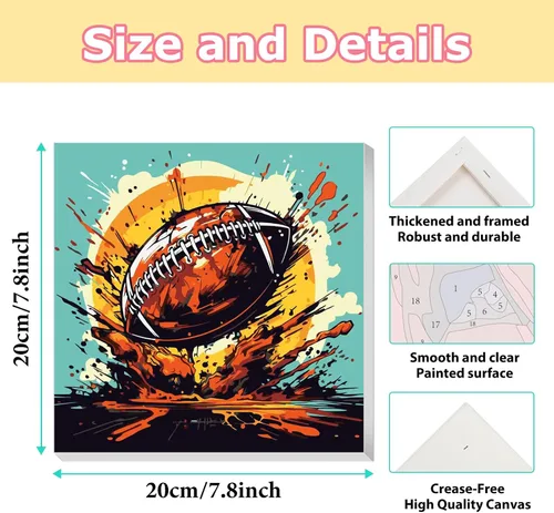 Miniatura 3 de hkejoi Kit de pintura de fútbol por números para niños, pintura de fútbol por números para niños, enmarcado y caballete, pintura por números