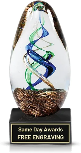 Miniatura 15 de Premio de Vidrio Artístico Soplado a Mano – Premio Elegante con Grabado Personalizado para Corporativo, Deportes, Jubilación, Reconocimiento