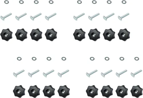 Miniatura 6 de POWERTEC 71484 Kit de perilla de pista en T con perilla de 7 estrellas, pernos roscados 1/4-20 y arandelas, juego de 4 pernos de riel en T