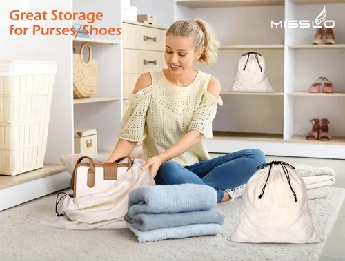 Miniatura 2 de misslo Conjunto de 3de algodón transpirable Dust-proof Cordón Bolsa de almacenamiento multifuncional bolsa
