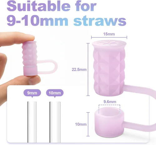 Miniatura 2 de 6 fundas de popote de silicona de 0.39 pulgadas/0.394 in compatibles con Stanley Cup de 40 y 30 onzas, reutilizables a prueba de polvo para vaso
