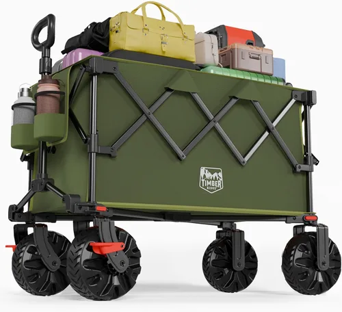 Miniatura 9 de Timber Ridge Vagón Plegable para Exteriores con Frenos Carrito Utilitario Plegable de Servicio Pesado Ruedas para Todo Terreno para Compras Camping