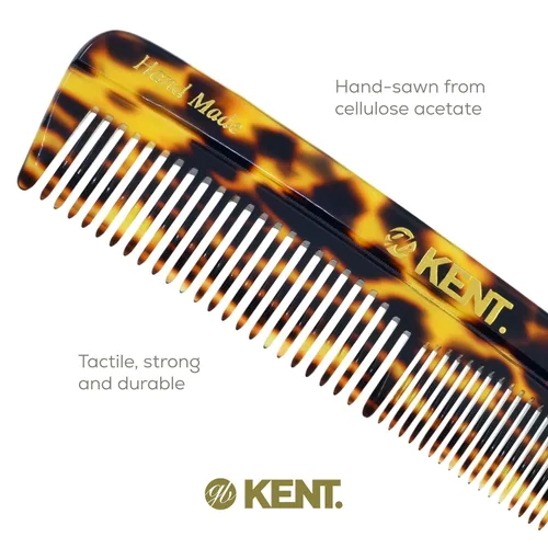 Miniatura 5 de Kent R7T TY Peine de bolsillo hecho a mano para hombres, peine de dientes finos y anchos, peines para barba y bigote para el aseo y peinado diario