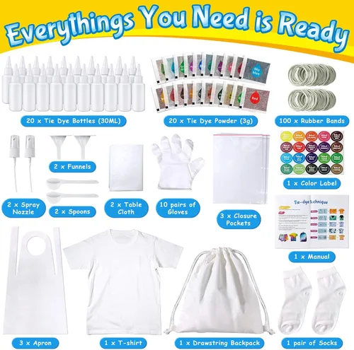 Miniatura 2 de Kit de teñido anudado para niños y adultos, juguete de artes y manualidades para niñas y niños de 6 a 12 años, kits de manualidades de teñido 25