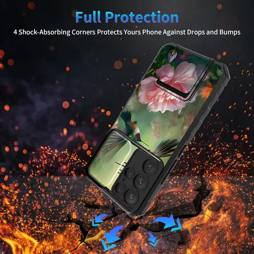 Miniatura 53 de Funda para Samsung Galaxy S22 Ultra 5G, Galaxy S22 Ultra con cubierta de cámara deslizante, funda resistente de doble capa con función atril Black