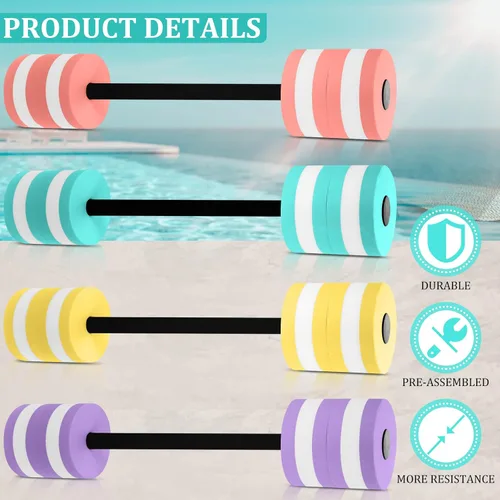 Miniatura 4 de Shappy 4 Pcs Water Weight Aquatic Exercise Dumbbells for Pool Macaron Color EVA Foam Dumbbells Set Aerobics Equipment Aquatic Exercise Barbells Hand