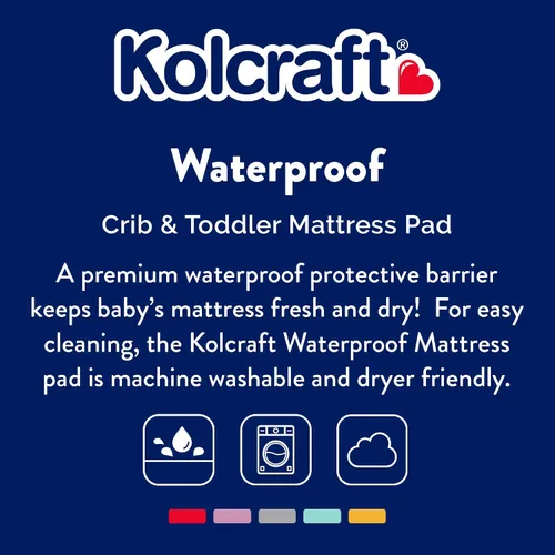 Miniatura 2 de Kolcraft Protector de colchón de cuna impermeable y ajustable, funda protectora de colchón y funda de cama infantil, duradera y cómoda, lavable a