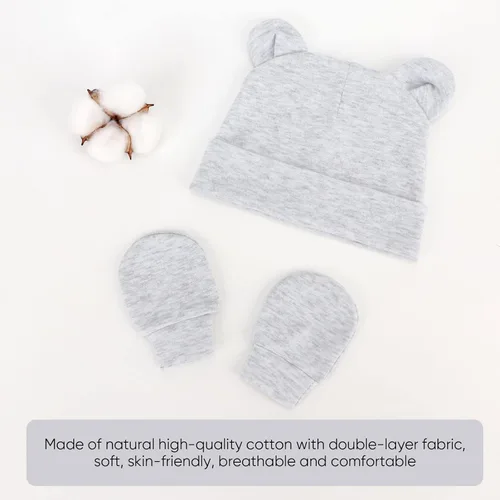 Miniatura 5 de BQUBO - Juego de guantes para bebés recién nacidos, para niños y niñas, gorro de hospital, gorros, guantes para bebés de 0 a 6 meses