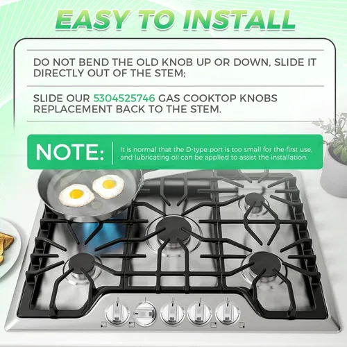 Miniatura 6 de Paquete de 5 pomos de cocina de gas 5304525746, perillas de control de quemador de superficie, perillas de repuesto para pomos de cocina Frigidaire