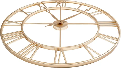 Miniatura 5 de CLXEAST Reloj de Pared de 30 Pulgadas, Gran Reloj de Pared Dorado Champán con Números Romanos de Metal, Relojes de Pared Modernos para Decoración