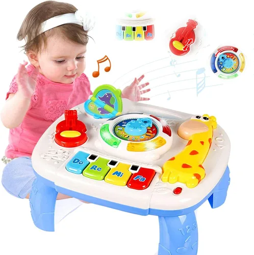 Juguetes para bebés de 6 a 12 meses, juguetes de mesa de aprendizaje musical para niños de 1, 2, 3 años, centro de actividades de educación