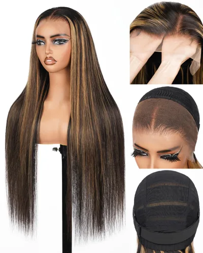 Miniatura 13 de Peluca Balayage Wear and Go sin pegamento, predepilada 12A, densidad del 220%, encaje frontal, peluca de cabello humano 6x5, precortada, pelucas