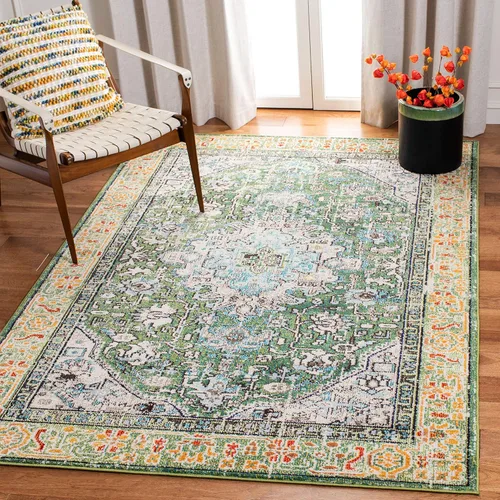 Miniatura 18 de SAFAVIEH Madison Collection - Alfombra decorativa de 2 pies 2 pulgadas x 4 pies, color verde y turquesa, diseño envejecido, no desprende pelusa