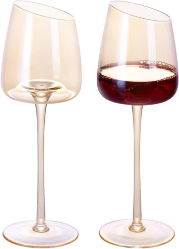 Miniatura 11 de KAMMAK Juego de 2 copas de vino de 11.49 onzas, de cristal soplado a mano, borde fino y tallo largo, perfectas para rojo y blanco, uso diario